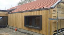 Holzfassade an Neubau einer KITA in Markoldendorf