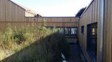 Holzfassade an Neubau einer KITA in Markoldendorf